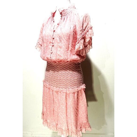 Jonathan Simkhai silk peasant dress coquette romantique cottage core women's 8 - Picture 3 of 10